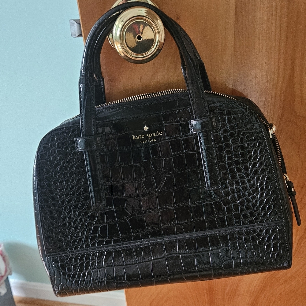 Kate Spade Black Croc-Embossed Handbag
